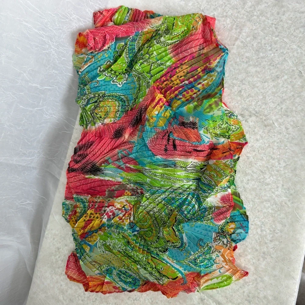 3/$20 💥 Colorful Lightweight Scarf Wrap Shawl Abstract Paisley Micro‎ Pleated